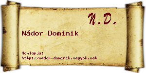 Nádor Dominik névjegykártya